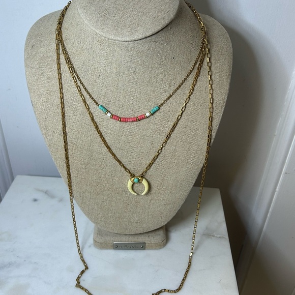 Stella&Dot Layered Necklace with Horn Detail - like new/display only - Picture 2 of 6